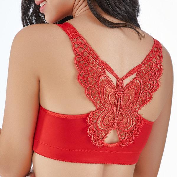 Sexy Front Closure Push Up Wireless Butterfly Back Bras for Women