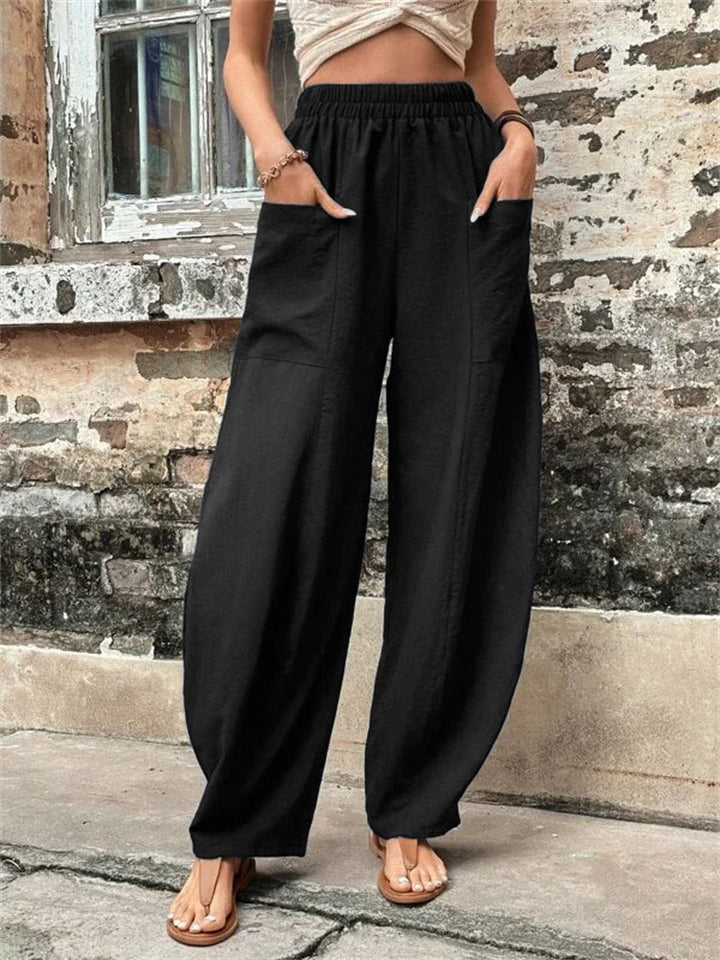 Female Bohemian Elastic High Waist Super Loose Yoga Pants with Pocket