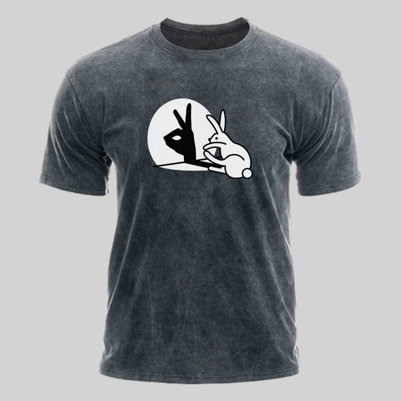 Funny Rabbit Hand Shadow Puppets Washed TshirtGeeksoutfit