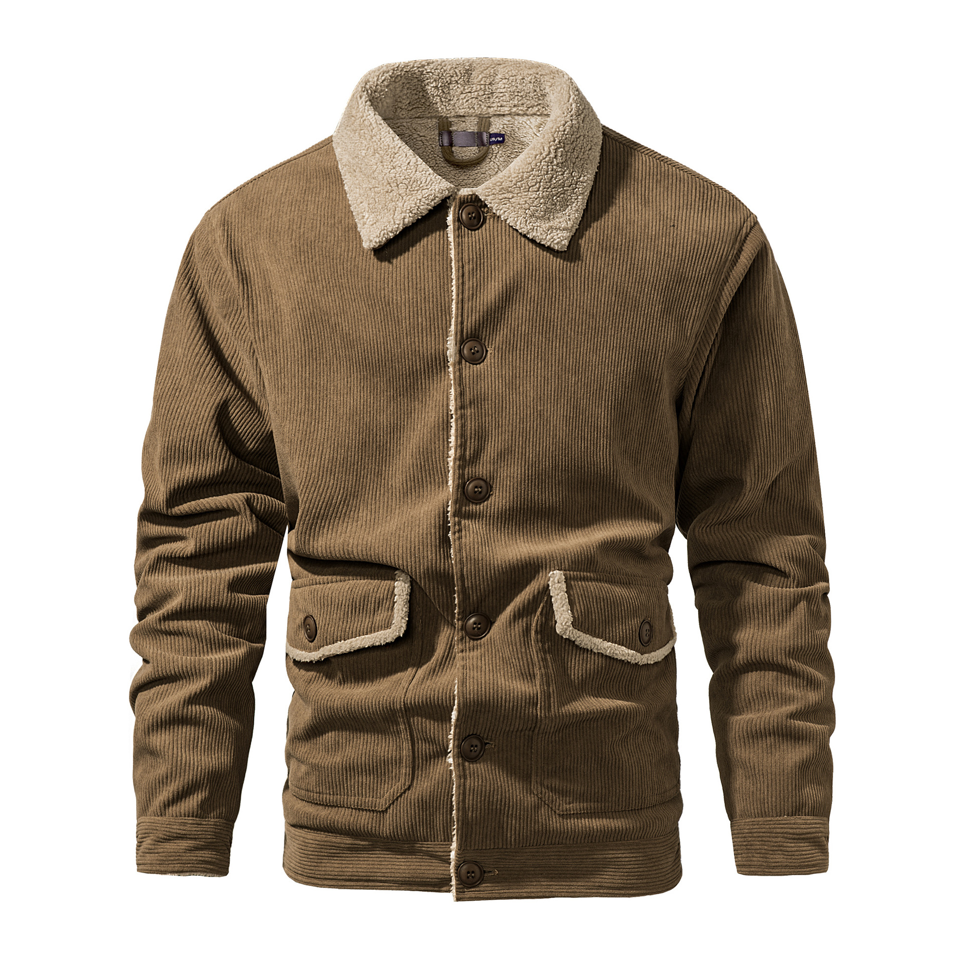 Mens Fleece Lining Basic Corduroy Jacket
