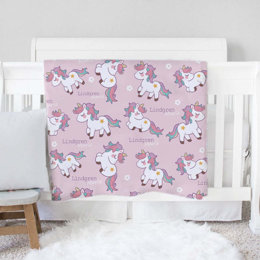 Pink Unicorn Personalized Baby Blanket Lilpumpkin™