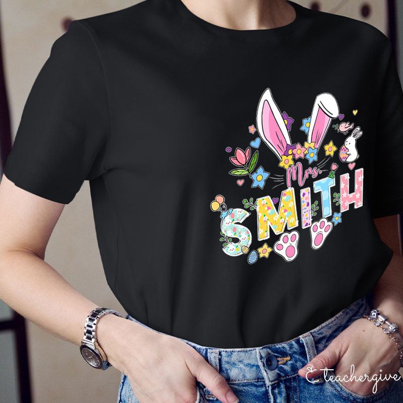 Personalized Easter Bunny Teacher T-Shirt