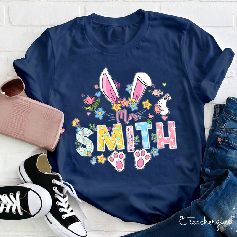 Personalized Easter Bunny Teacher T-Shirt