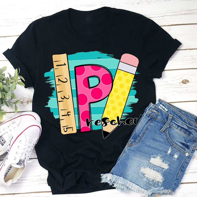 Personalized Kindergarten K Ruler Pencil T-Shirt