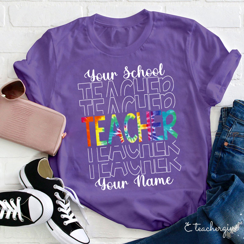 Personalized Your School Your Name Teacher T-Shirt