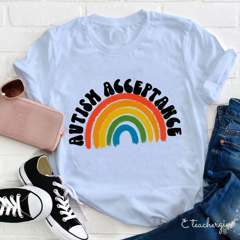 Autism Acceptance Rainbow Teacher T-Shirt