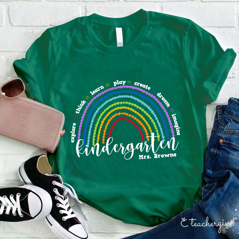 Personalized Explore Think Learn Play Create Dream Imagine Teacher T-Shirt