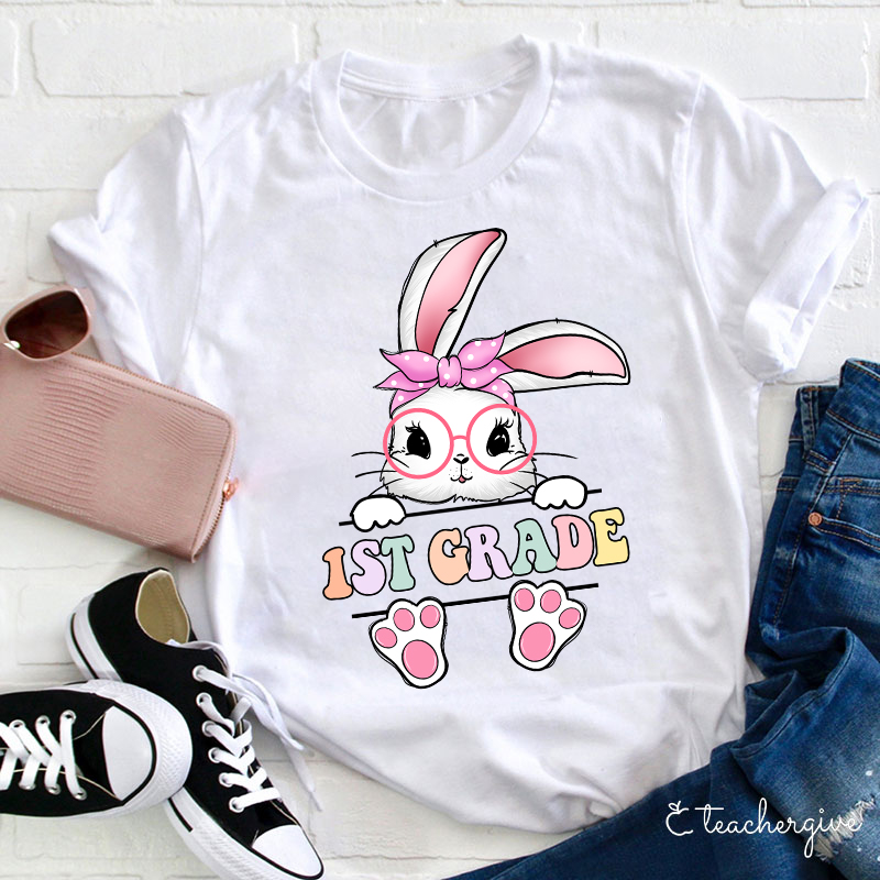Personalized Cute Bunny Teacher T-Shirt-Teachergive