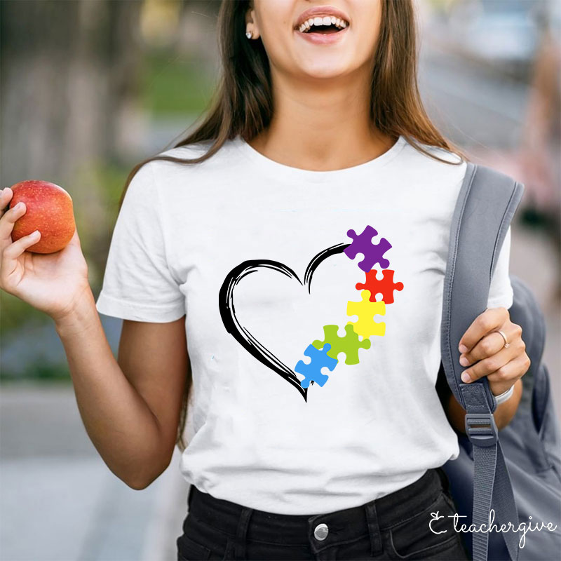 Puzzle Of Love Teacher T-Shirt