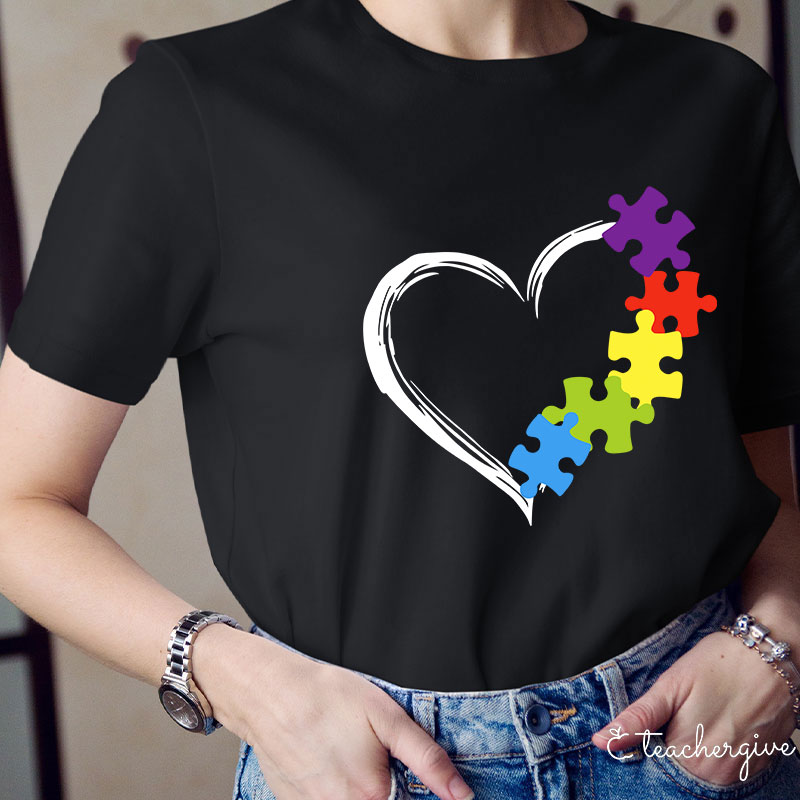 Puzzle Of Love Teacher T-Shirt