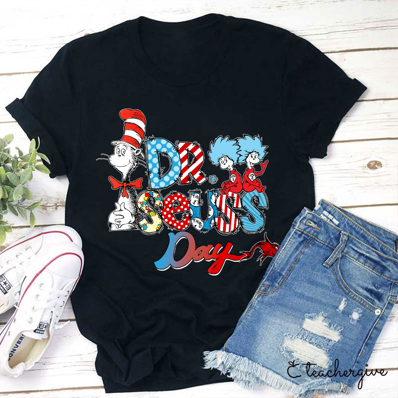 Dr. Seuss Day Cat Things Red Fish Teacher T-Shirt