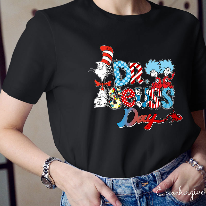 Dr. Seuss Day Cat Things Red Fish Teacher T-Shirt