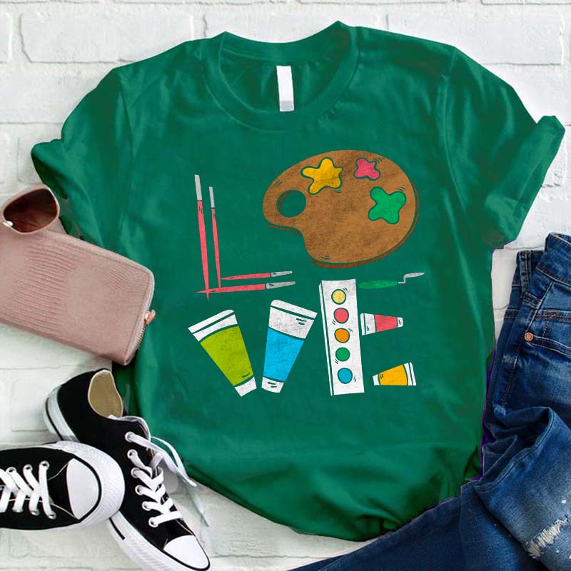 Painting Equipment Love Teacher T-Shirt