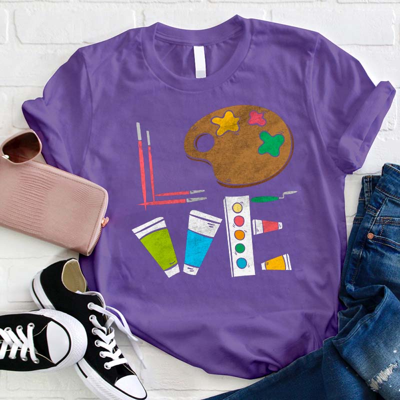 Painting Equipment Love Teacher T-Shirt