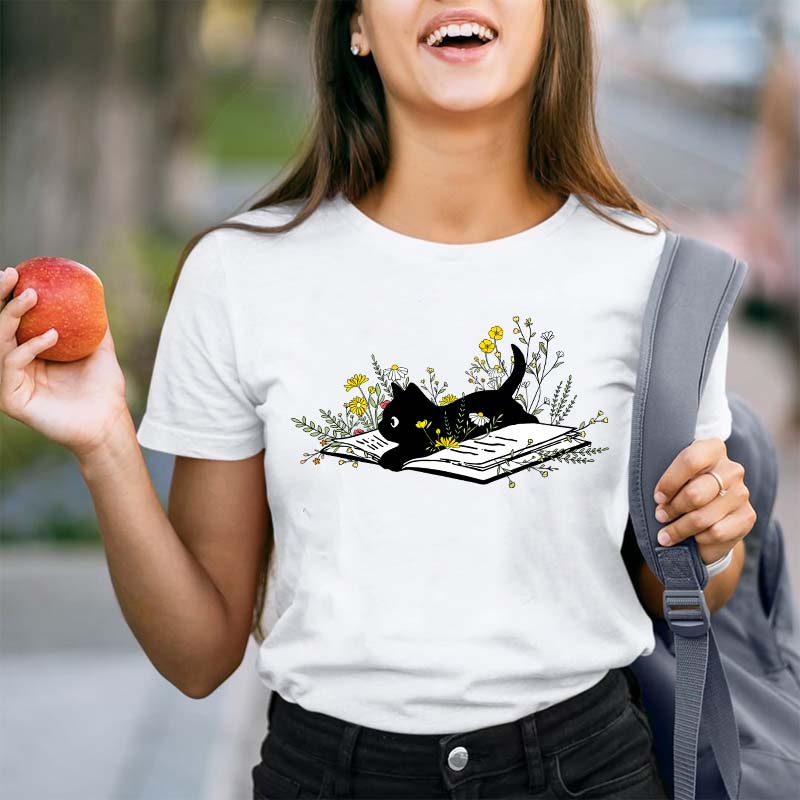 Spring Flower And Cats Teacher T-Shirt