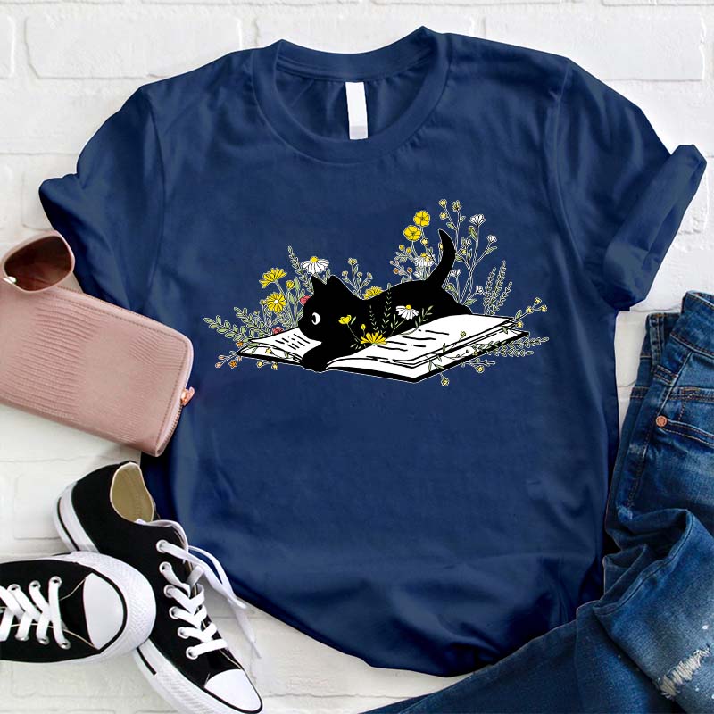 Spring Flower And Cats Teacher T-Shirt