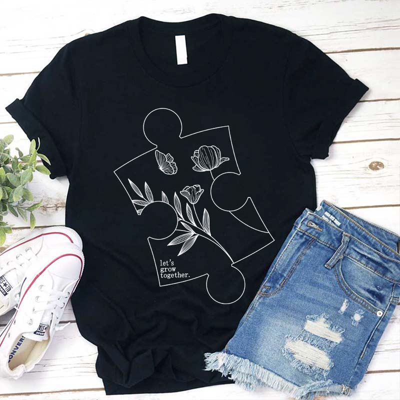 Let's Grow Together Teacher T-Shirt-Teachergive