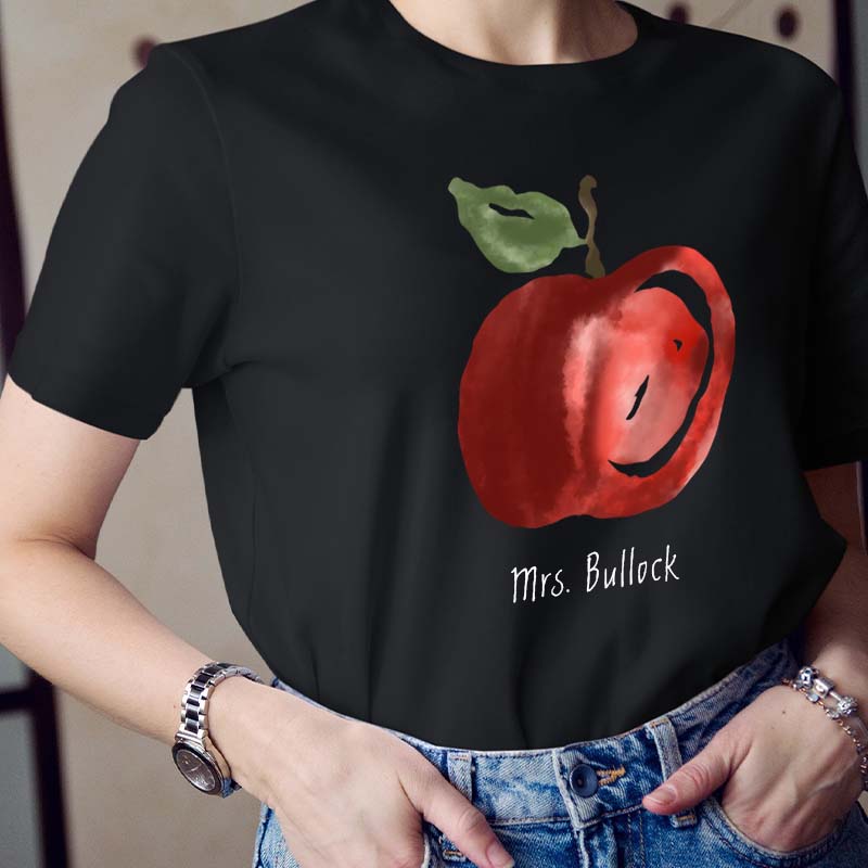 Personalized Watercolor Apple Teacher T-Shirt