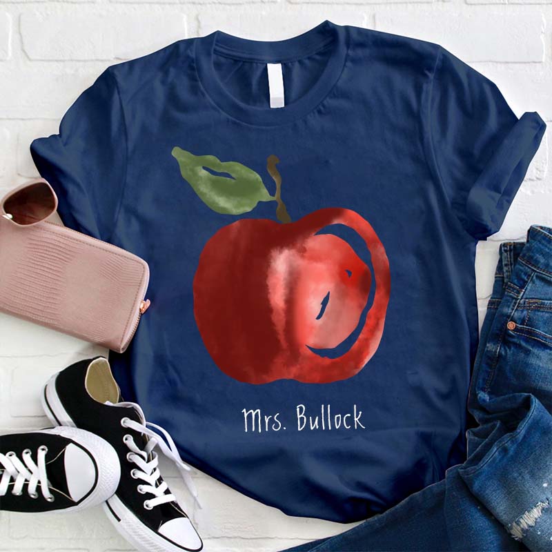 Personalized Watercolor Apple Teacher T-Shirt
