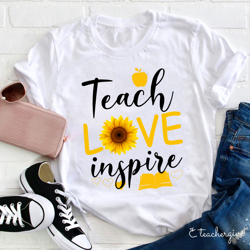 Teach Love Inspire Flower Teacher T-Shirt