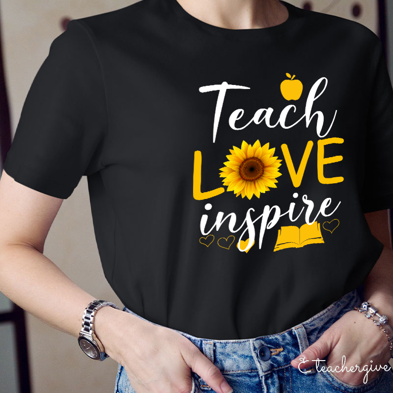 Teach Love Inspire Flower Teacher T-Shirt