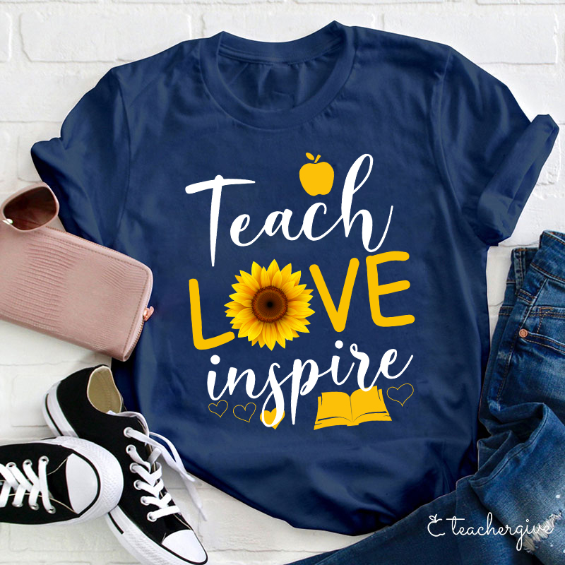 Teach Love Inspire Flower Teacher T-Shirt