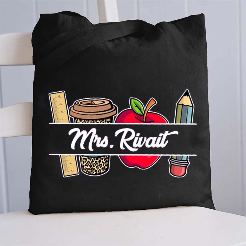 Personalized Pencil Ruler Teacher Name Teacher Tote Bag