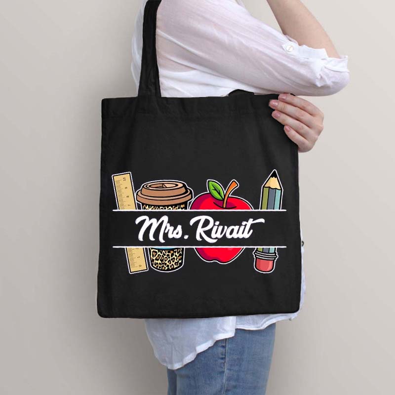 Personalized Pencil Ruler Teacher Name Teacher Tote Bag