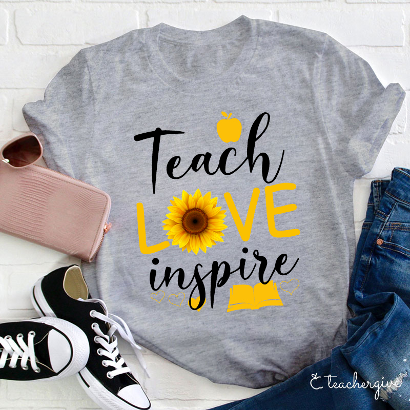 Teach Love Inspire Flower Teacher T-Shirt