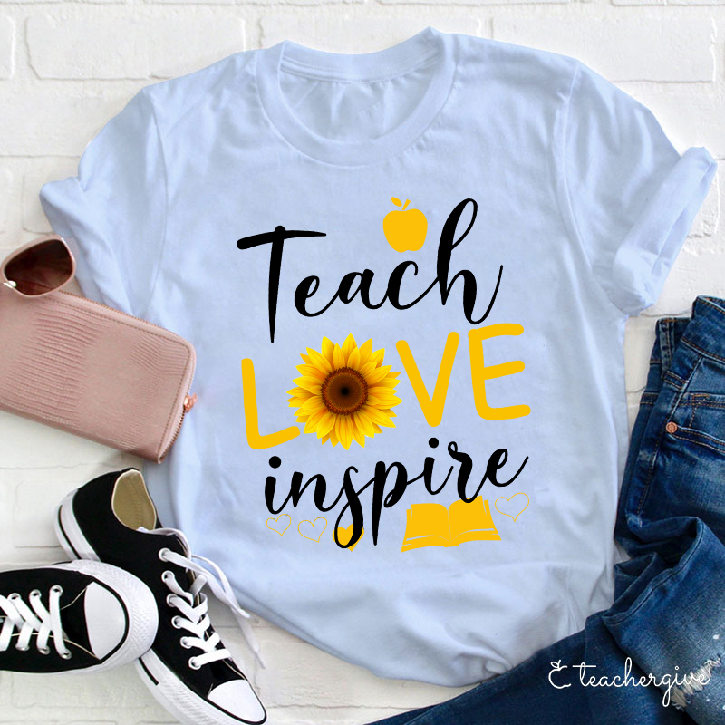 Teach Love Inspire Flower Teacher T-Shirt