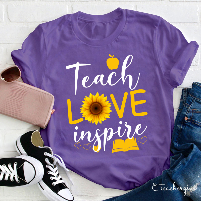 Teach Love Inspire Flower Teacher T-Shirt