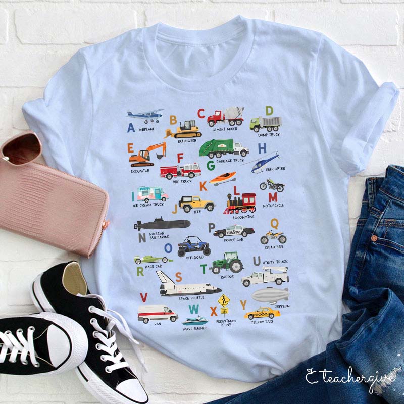 Alphabet Cartoon Word List Teacher T-Shirt