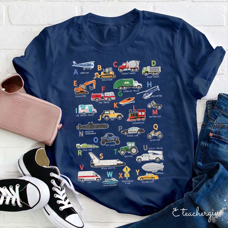 Alphabet Cartoon Word List Teacher T-Shirt