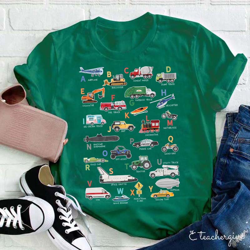 Alphabet Cartoon Word List Teacher T-Shirt