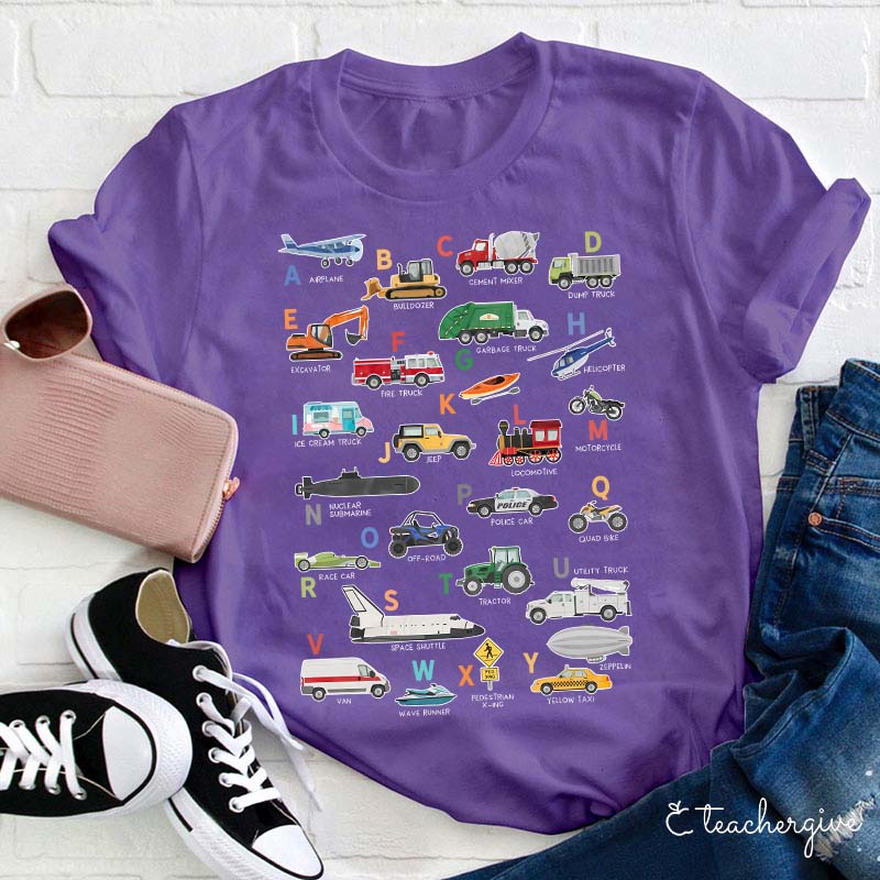 Alphabet Cartoon Word List Teacher T-Shirt