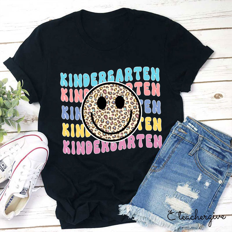 Personalized Leopard Print Smile Kindergarten T-Shirt