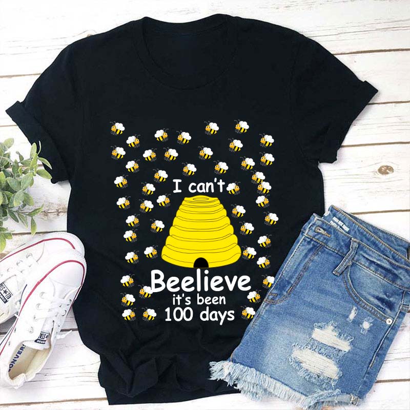 I Can't Beelieve It's 100 Days Teacher T-Shirt-Teachergive