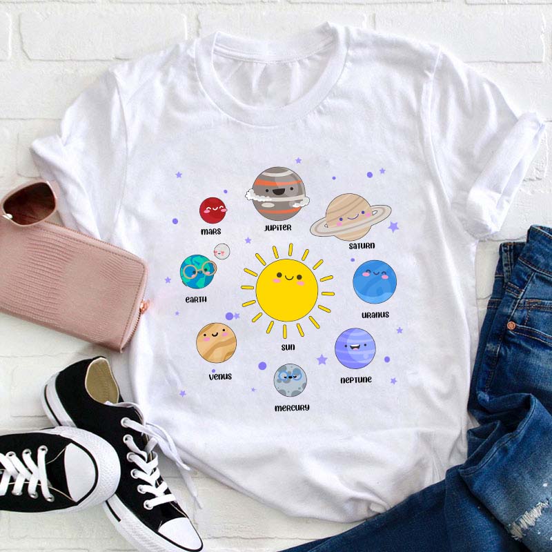 Kawaii Solar System Teacher T-Shirt