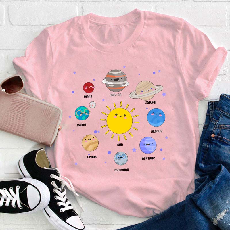 Kawaii Solar System Teacher T-Shirt
