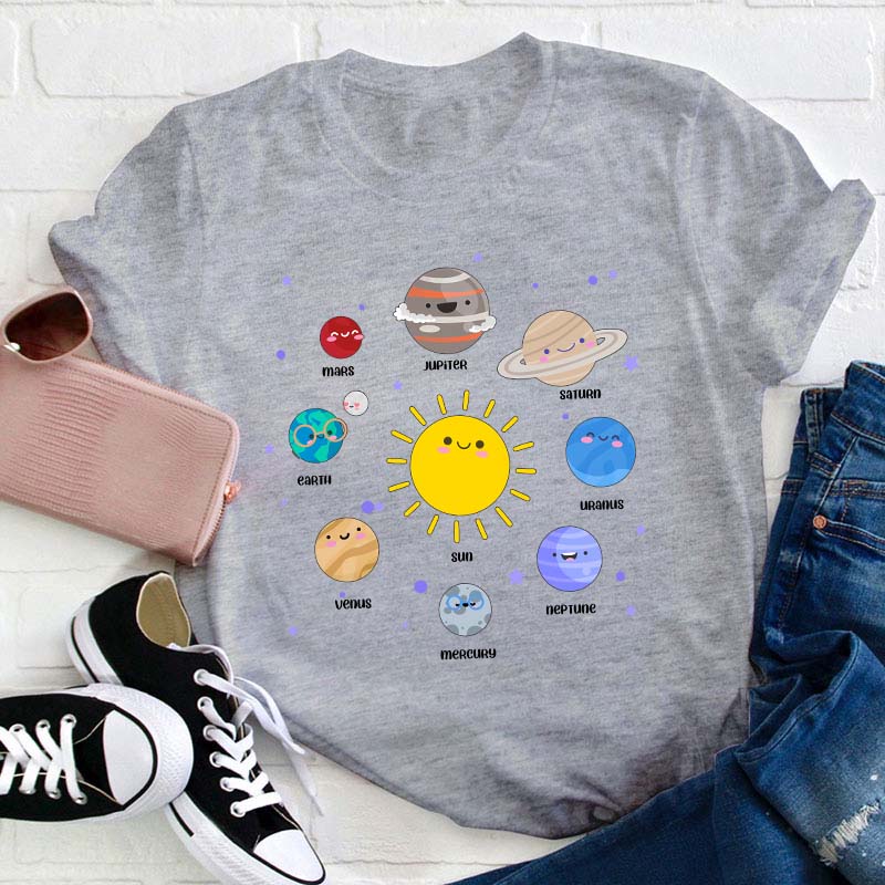 Kawaii Solar System Teacher T-Shirt