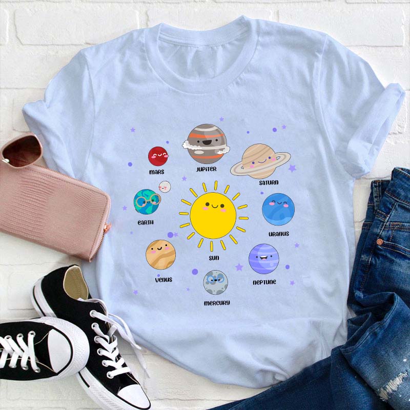 Kawaii Solar System Teacher T-Shirt