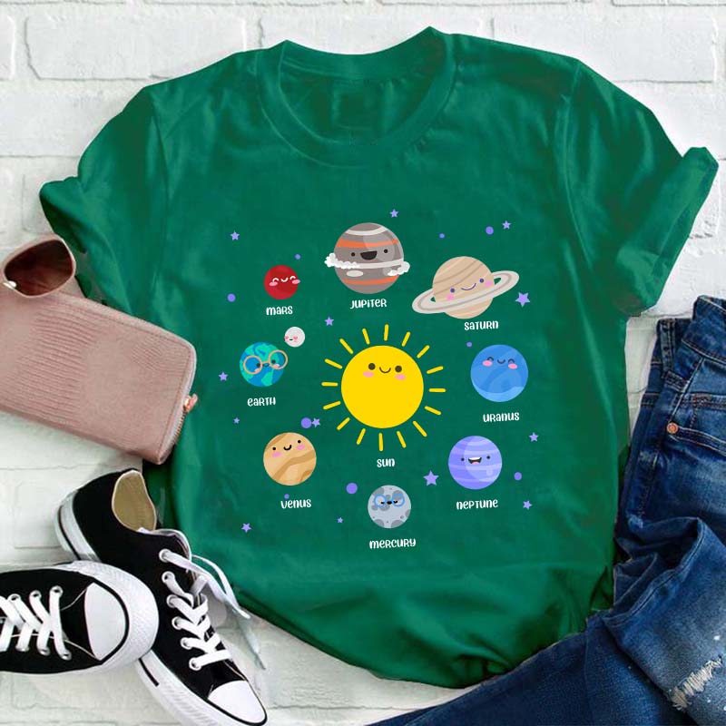 Kawaii Solar System Teacher T-Shirt