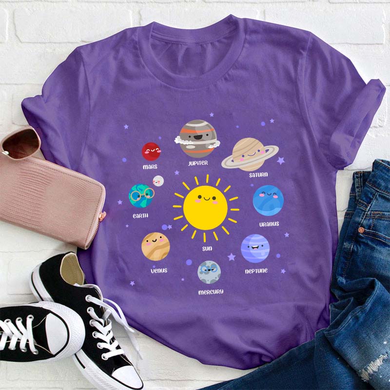 Kawaii Solar System Teacher T-Shirt