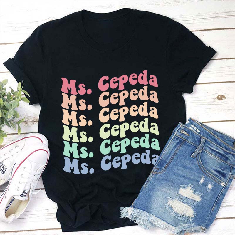 Personalized Name Colorful Letter T-Shirt-Teachergive