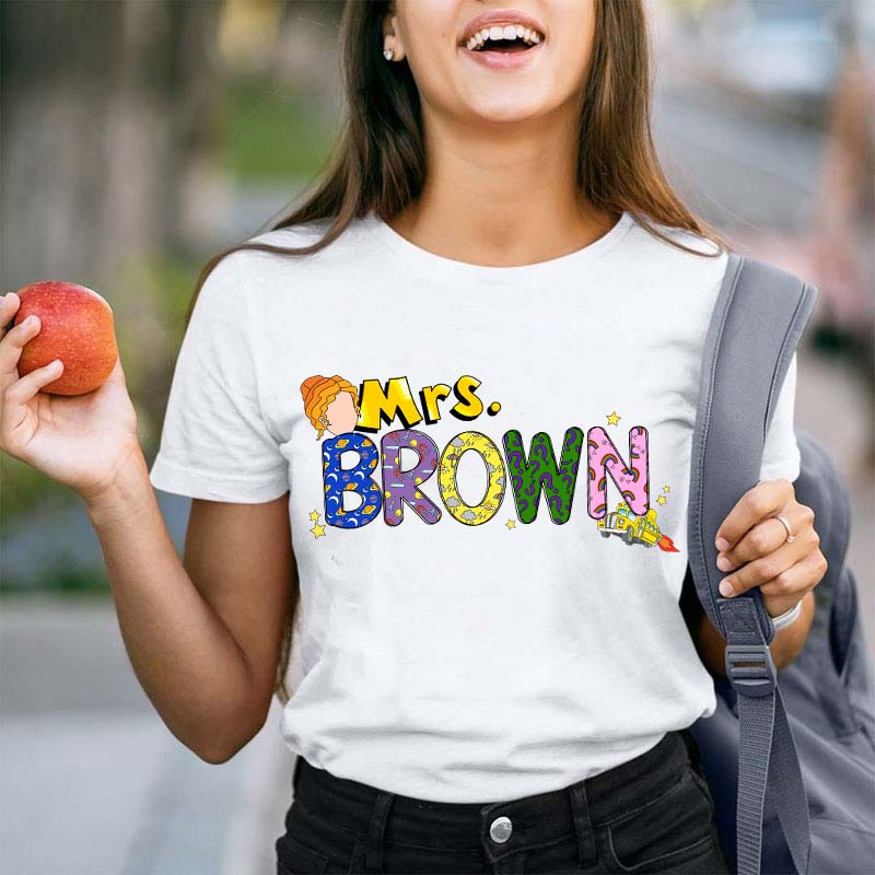 Personalized Name The Magic School Bus Teacher T-Shirt