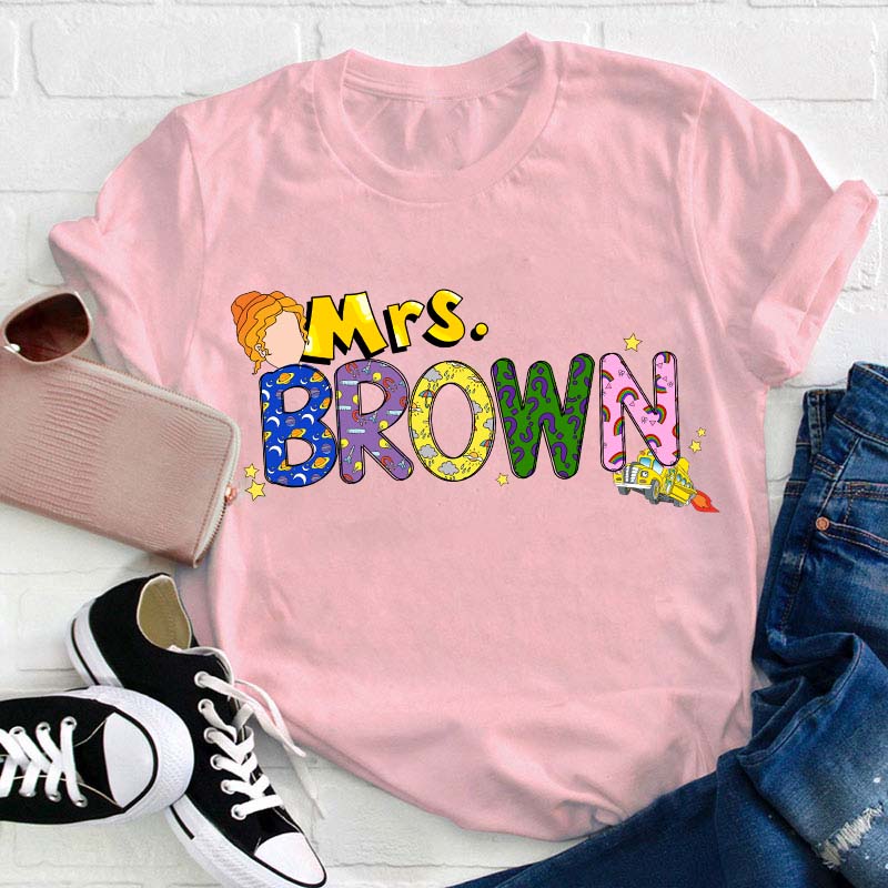 Personalized Name The Magic School Bus Teacher T-Shirt