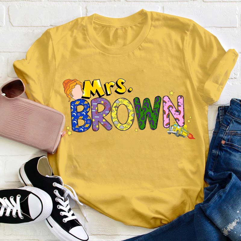 Personalized Name The Magic School Bus Teacher T-Shirt