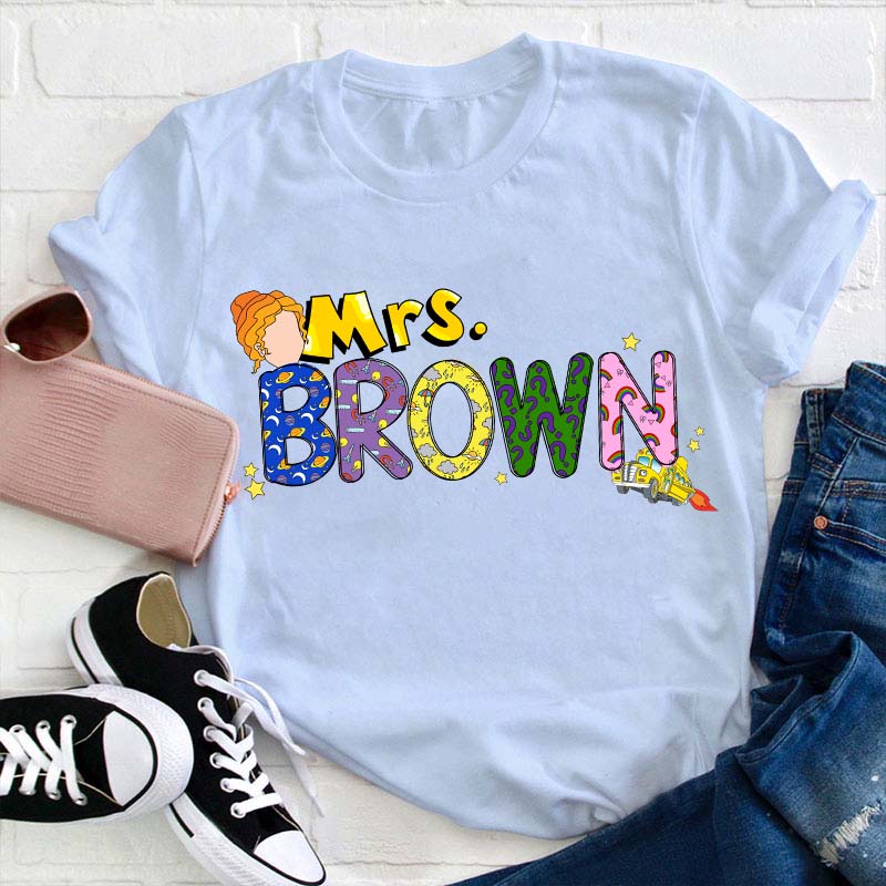 Personalized Name The Magic School Bus Teacher T-Shirt