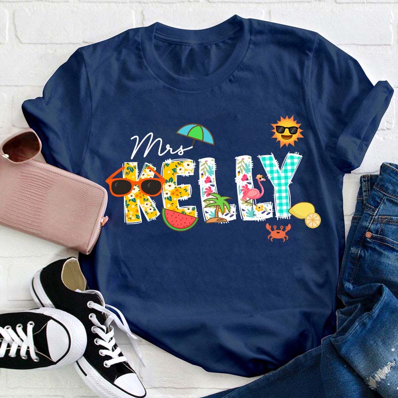 Personalized Name Summer Teacher T-Shirt