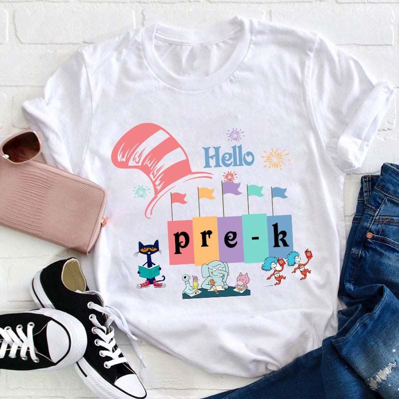 Personalized Grade Hello Pre-K Teacher T-Shirt